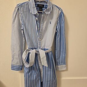 Polo Ralph Lauren Blue Striped Dress Poplin Size 6x (Soft!)